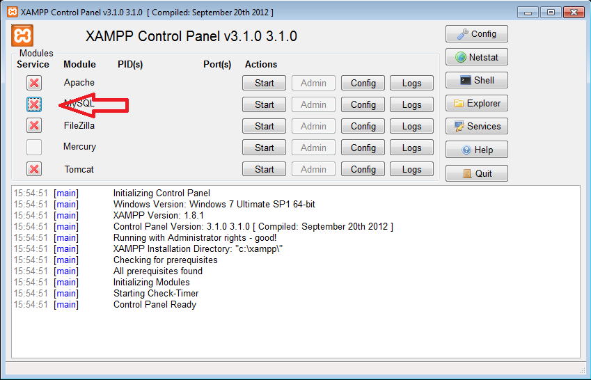 XAMPP Control Panel